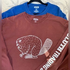 Two Duluth Trading Longtail Cotton Tees in Gently Used Condition